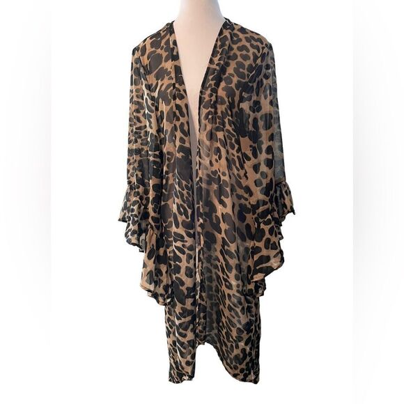 SHEER ANIMAL PRINT HI-LO JACKET, XL - Picture 4 of 9